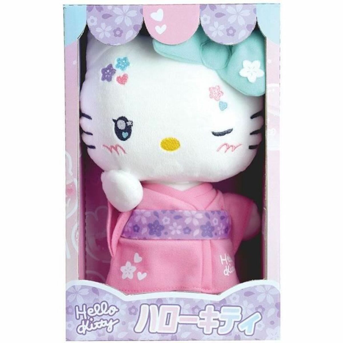 Hello Kitty peluche en Kimono Kawaï rose