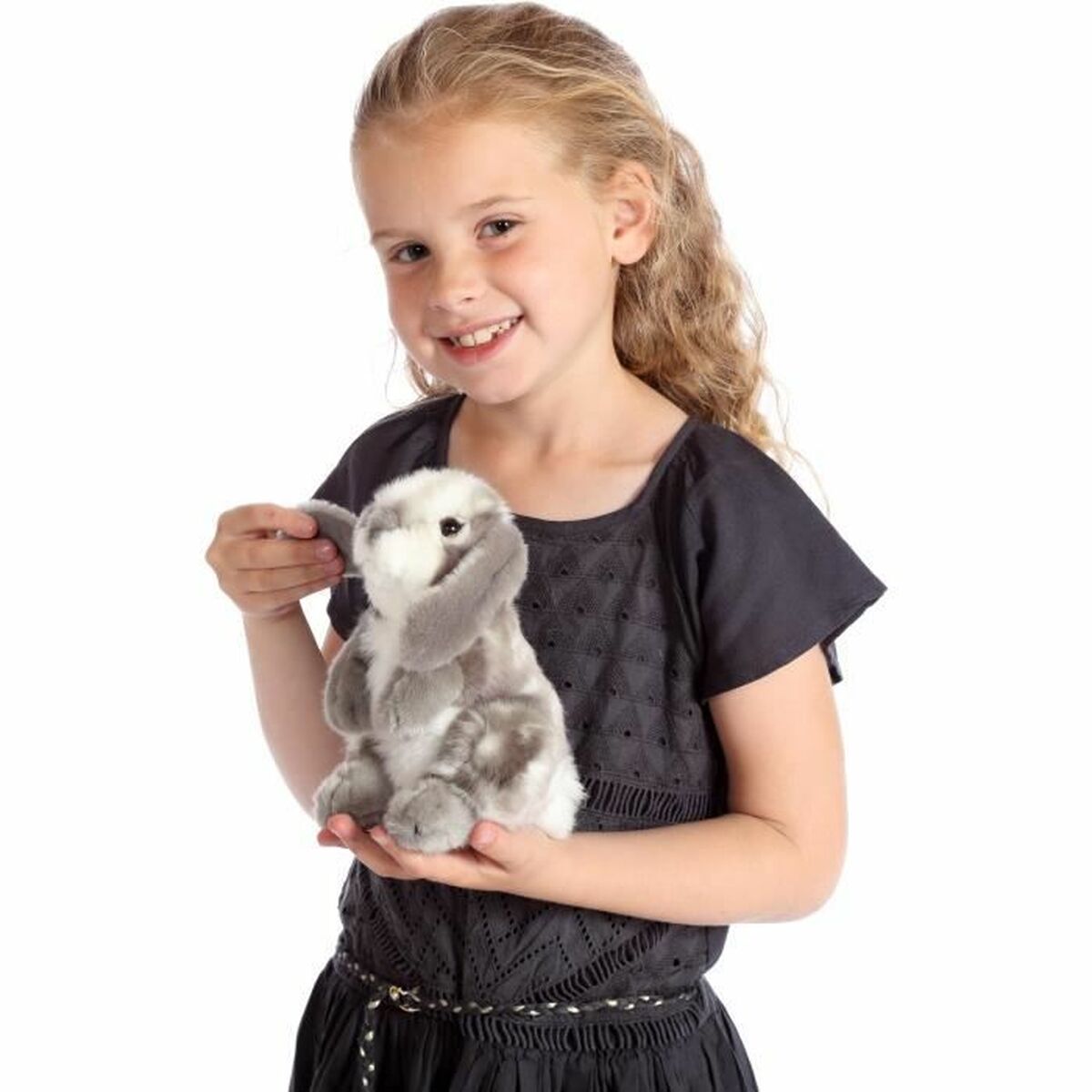 Lapin Peluche Gipsy Gris Interactif dans les bras enfant