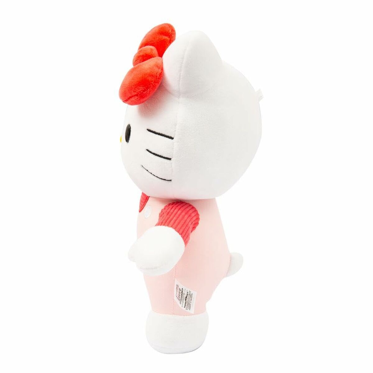 Peluche Hello Kitty en Salopette rose de profil