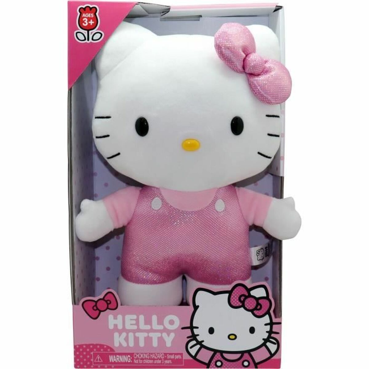 Peluche Hello Kitty en Salopette rose satinée