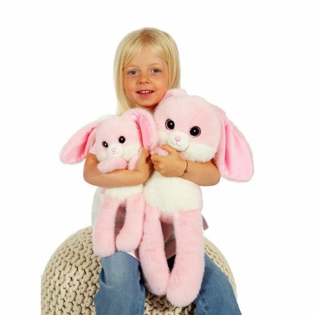 Peluche Lapin Rose Gipsy Toys Leggies avec enfant