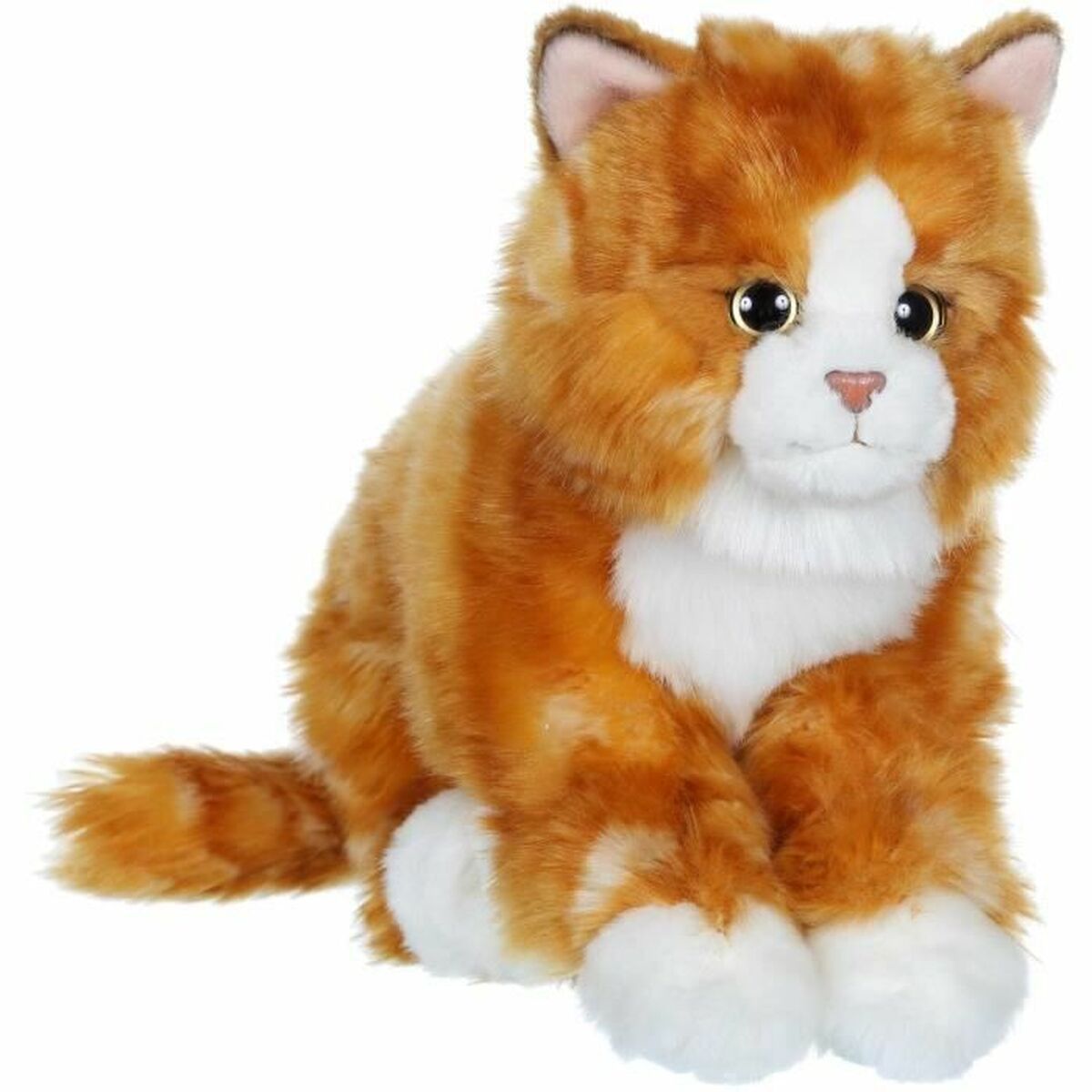 Peluche chat réaliste blanc et roux