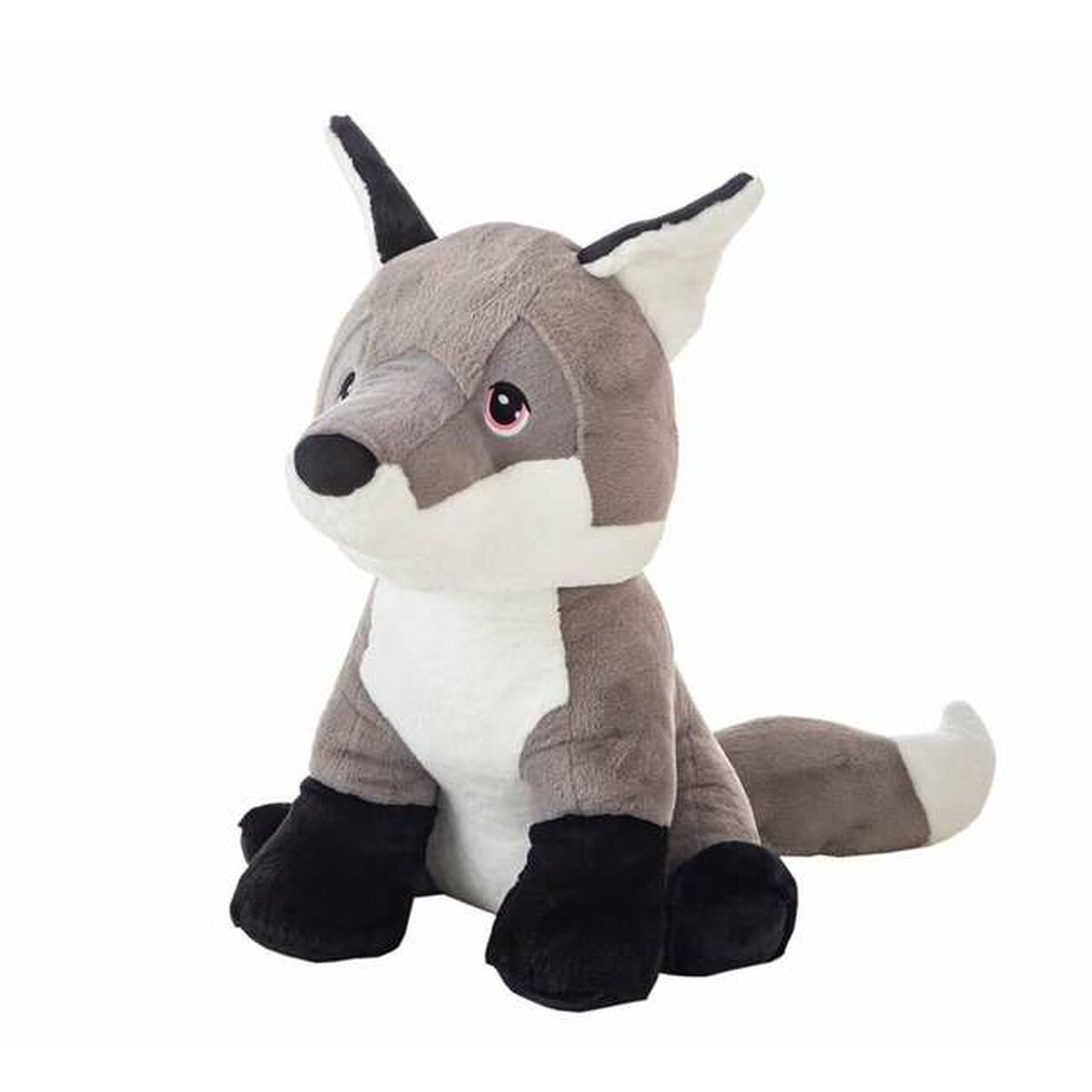 Renard peluche gris avec les pattes noires
