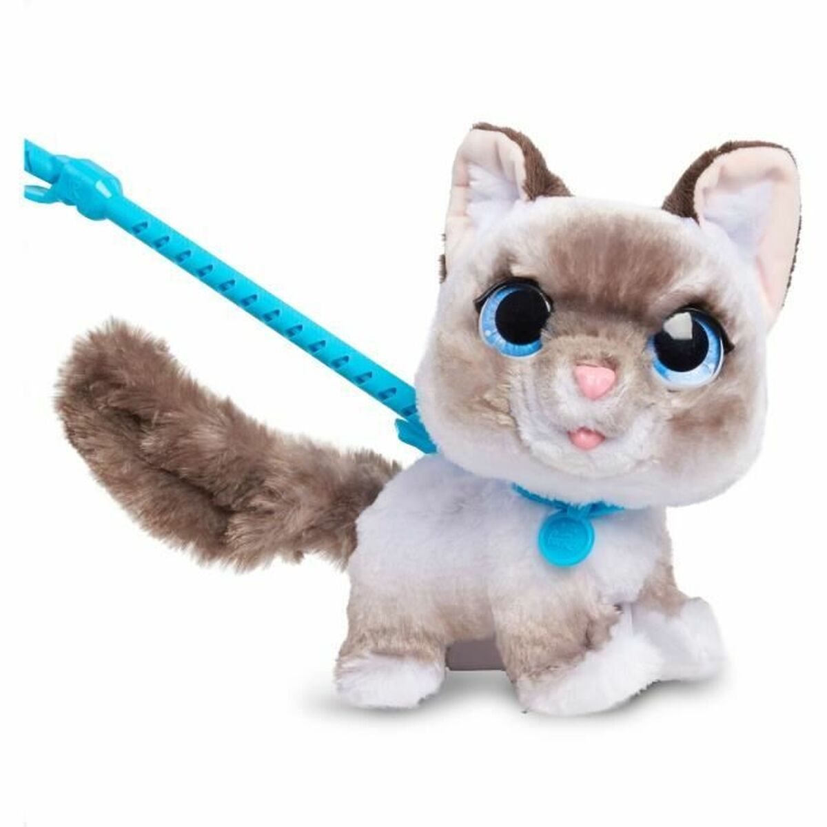 Chat en peluche comme un vrai avec sa laisse