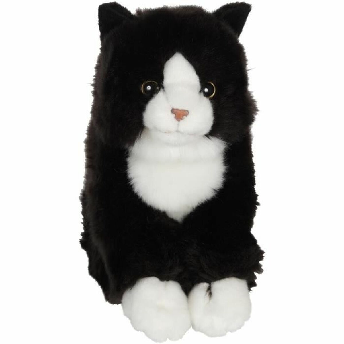 Peluche chat noir avec ventre blanc