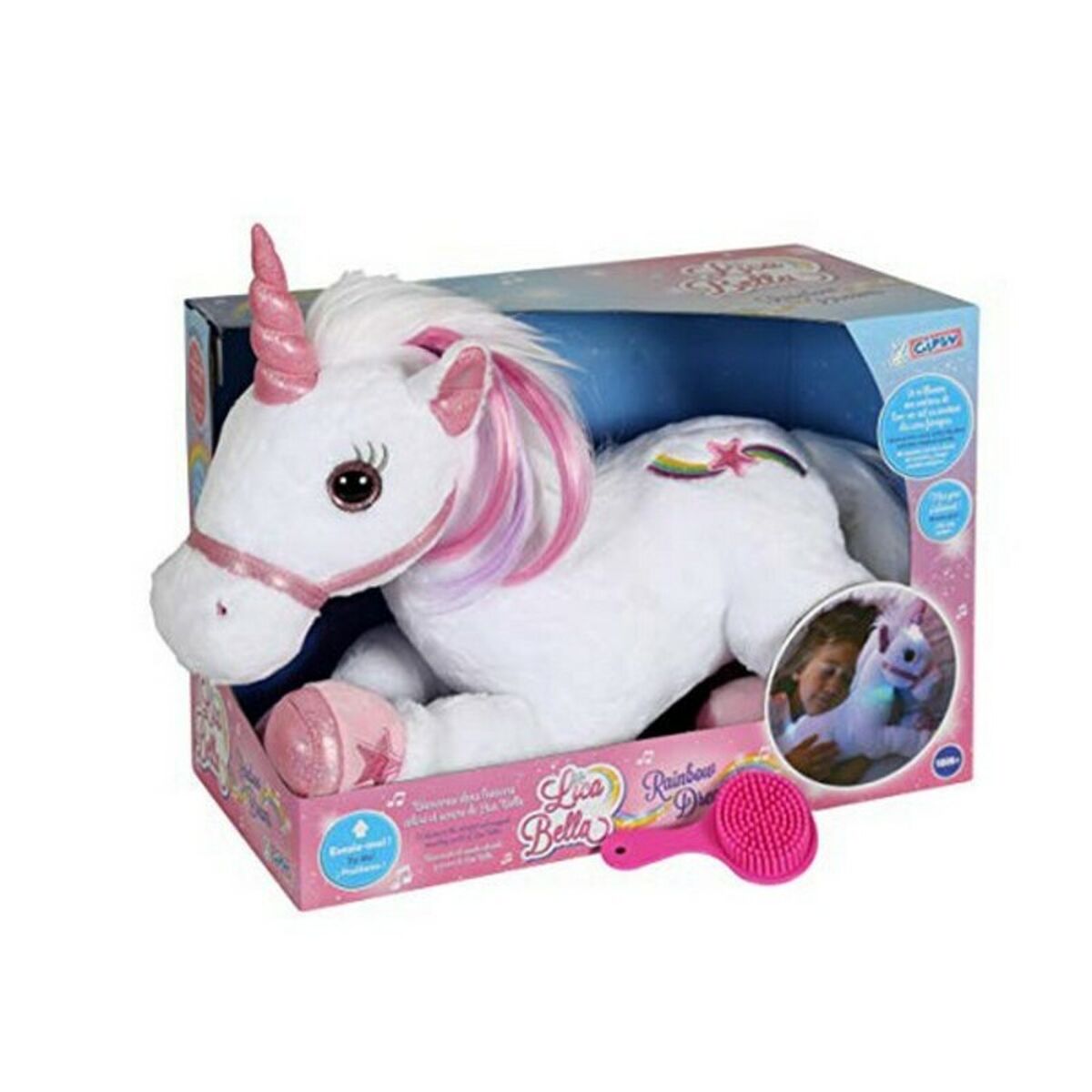 peluche licorne blanche et rose de 35cm