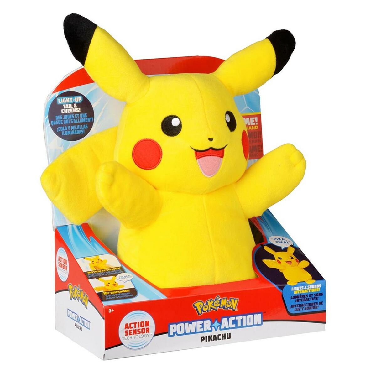 peluche pikachu dans sa boite pokemon