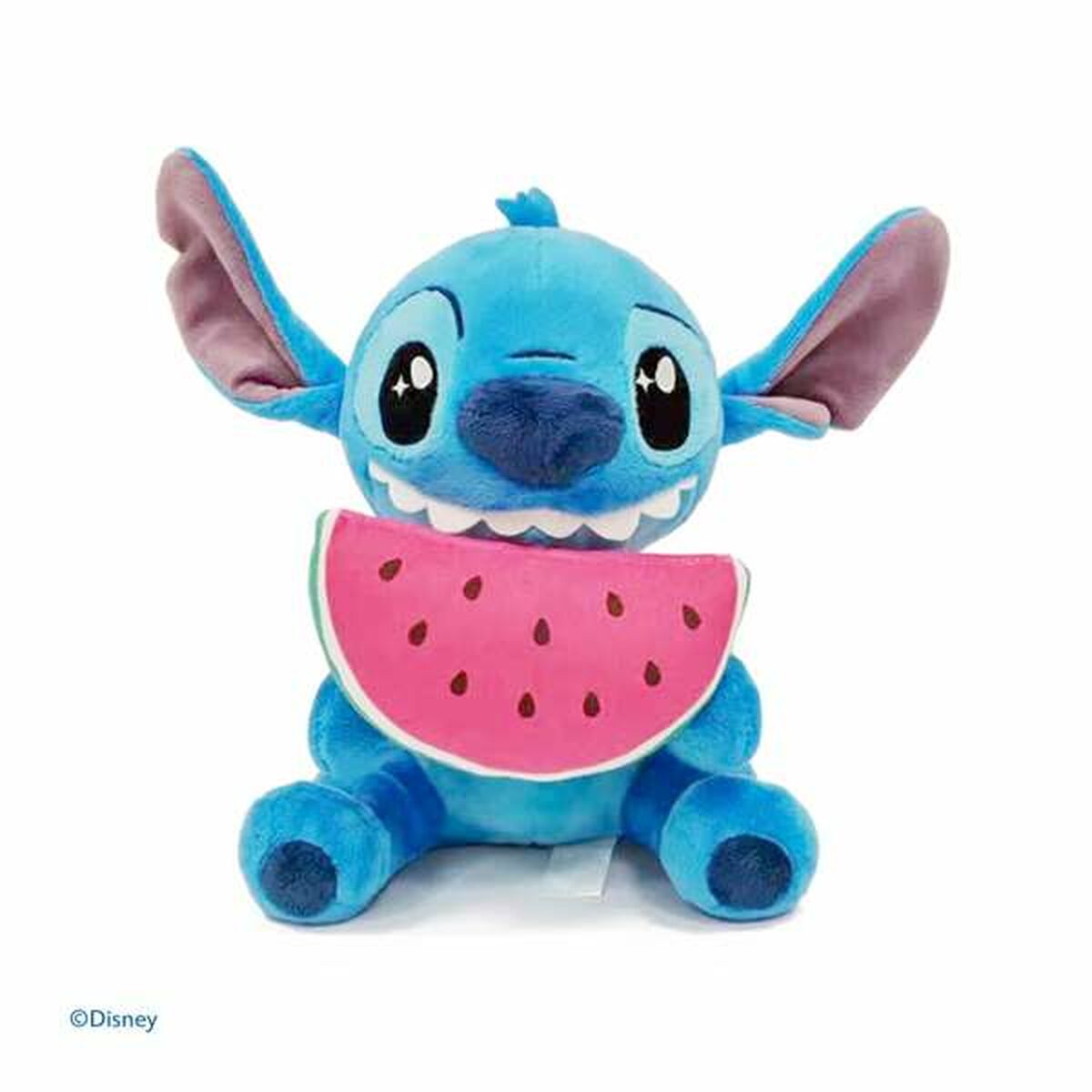 peluche stitch de 25cm qui tient une part de pastèque