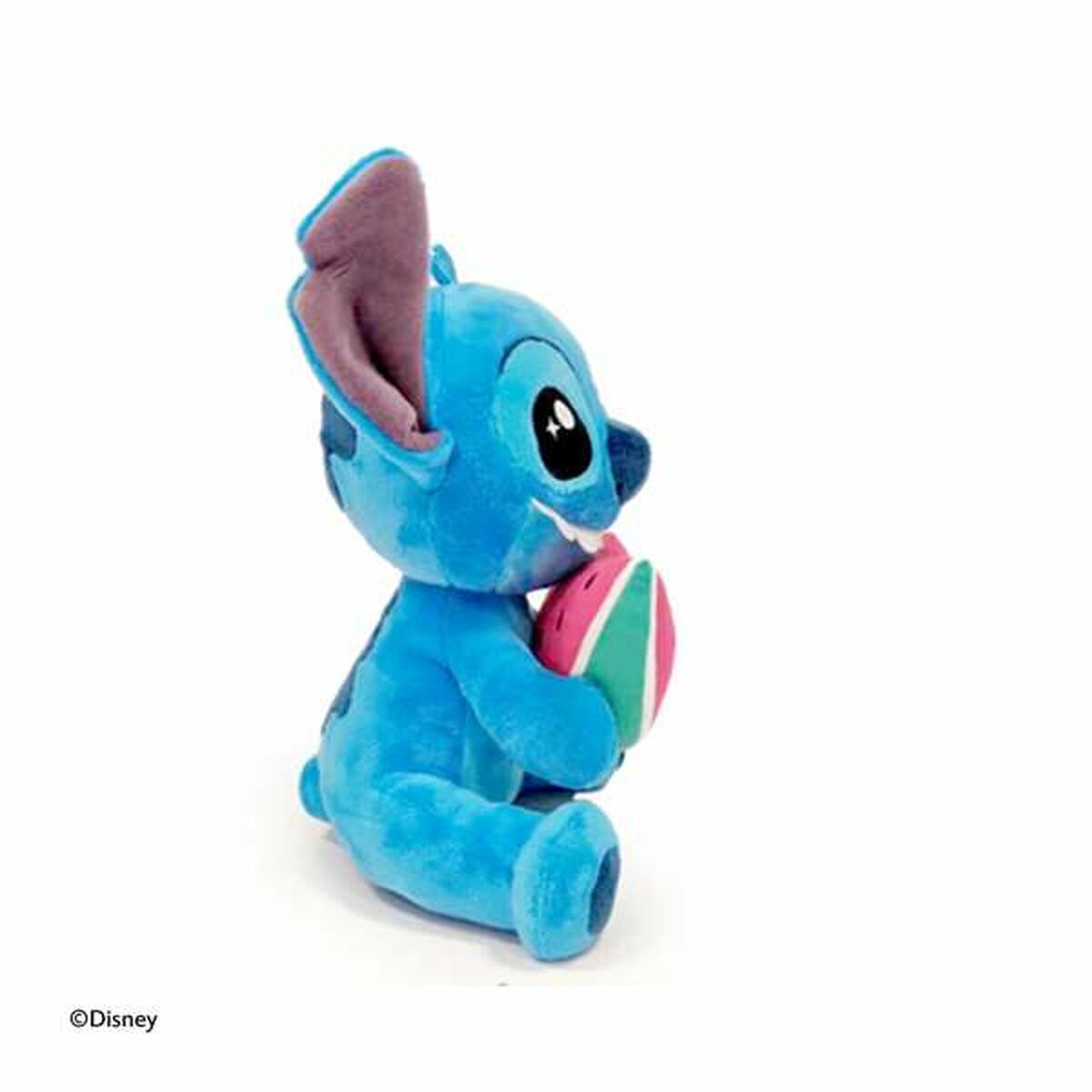 peluche stitch et sa pastèque de profil