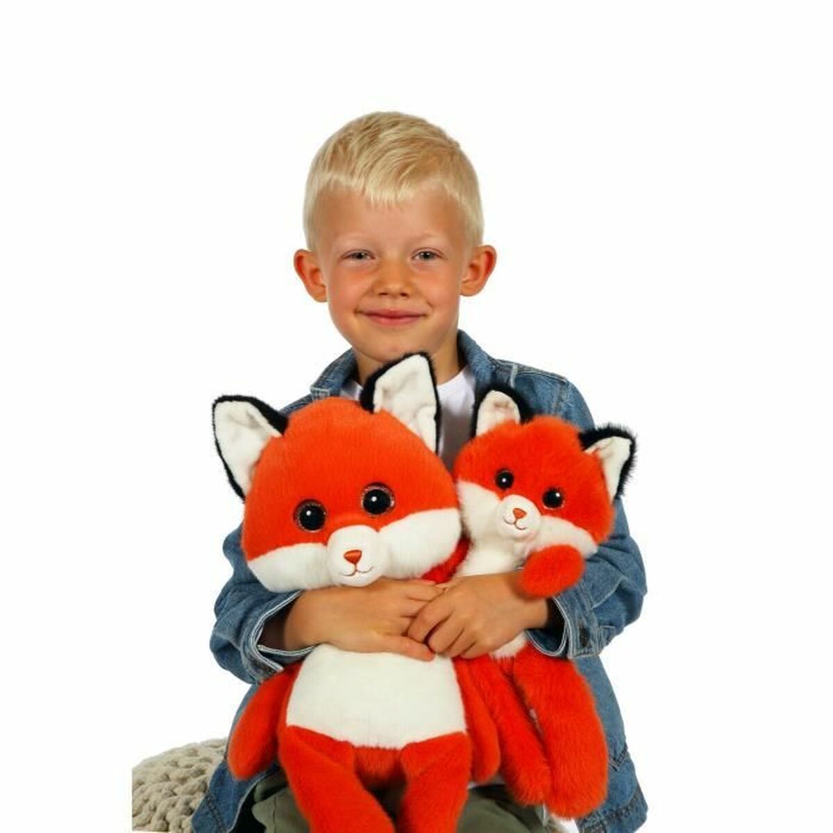 petit garçon avec le renard peluche