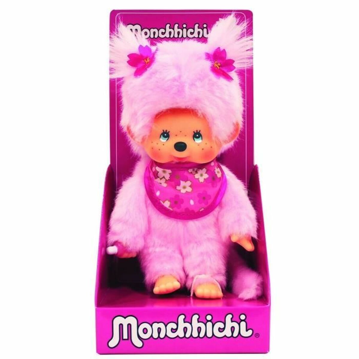 singe peluche kiki rose clair dans son emballage