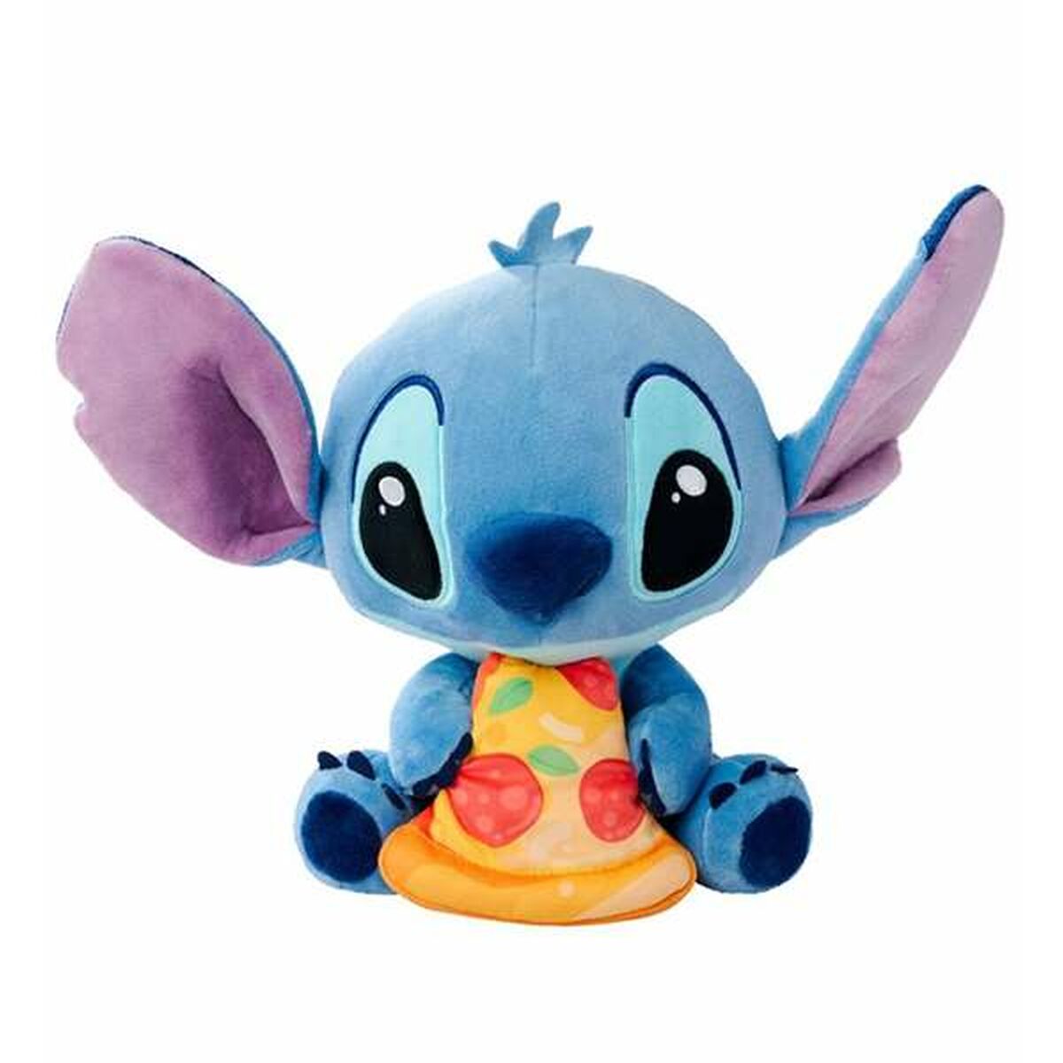 stitch peluche avec une part de pizza
