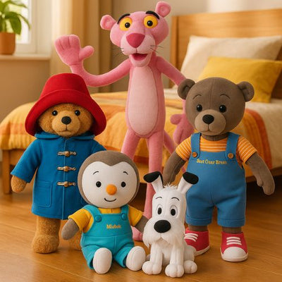 peluches de différents dessins animés, films et séries