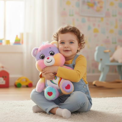 Bisounours Peluche  Toutensemble dans les bras d'un enfant