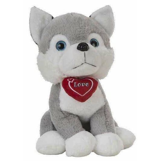 Chien peluche Husky Coeur 36 cm
