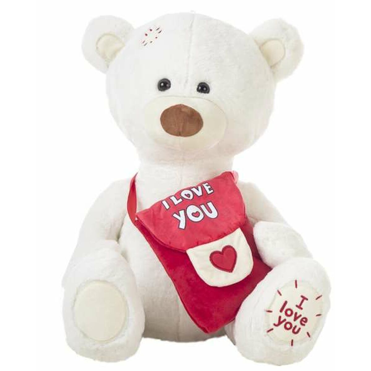 ours en peluche blanc avec un sac I love you