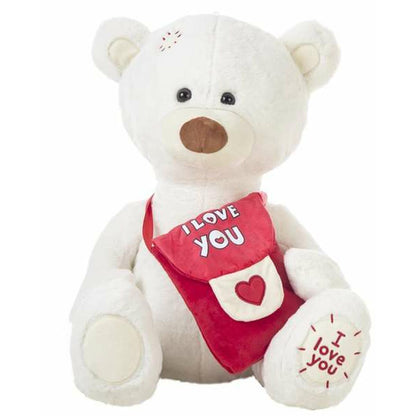 ours en peluche blanc avec un sac I love you
