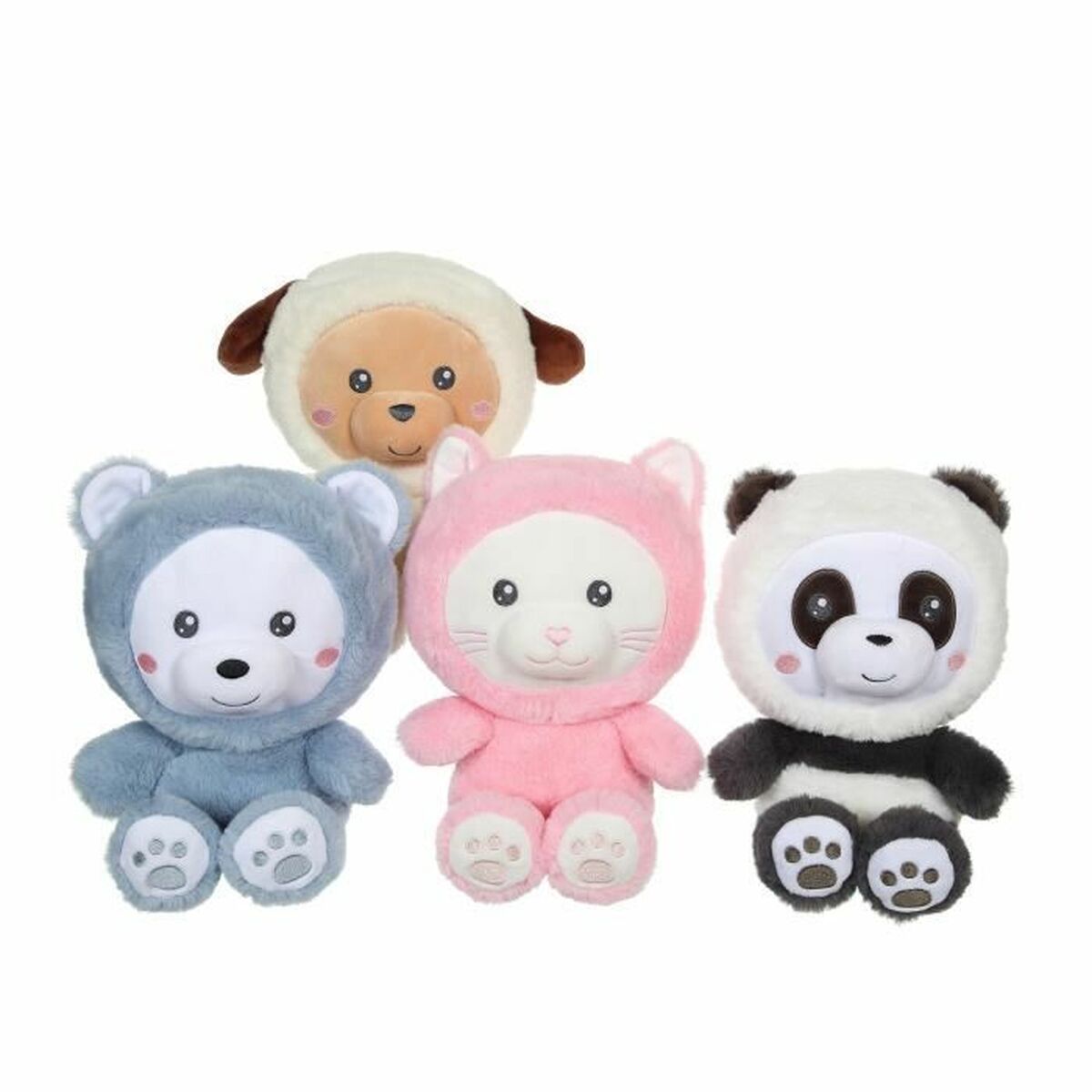 la peluche panda avec d'autres animaux