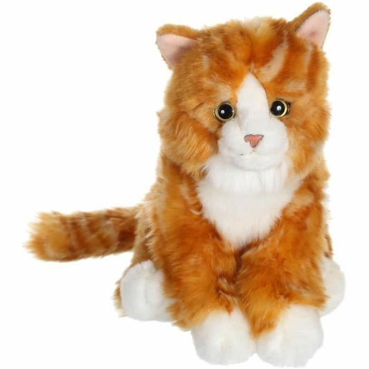 Peluche chat réaliste roux et blanc