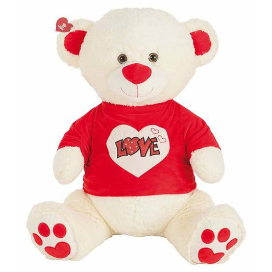 Peluche beige avec un t-shirt rouge avec écrit love 