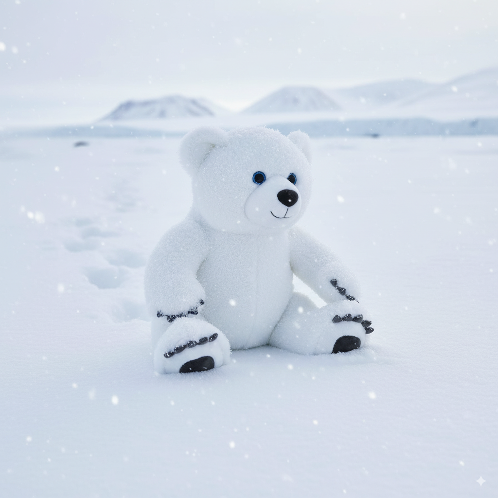 ours blanc en peluche polaire dans la neige
