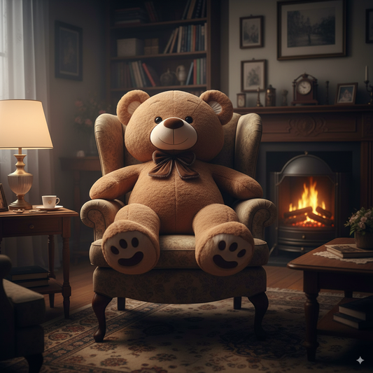 ours en peluche de 105cm dans un fauteuil