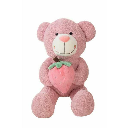 ours en peluche géante de 140cm tout rose qui tient une fraise