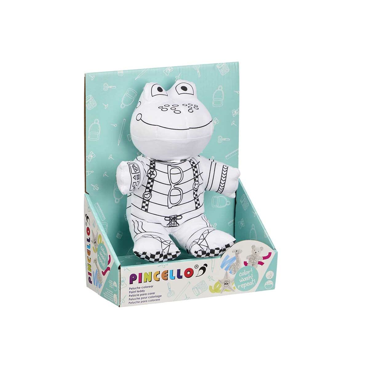 peluche à colorier en forme de grenouille dans son emballage