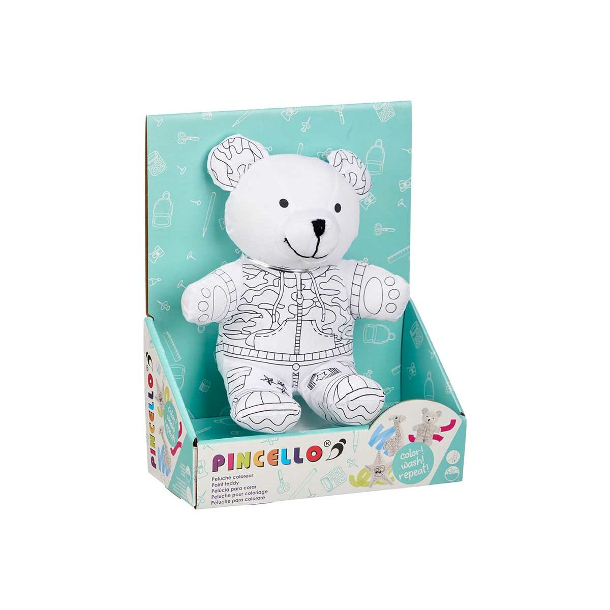 peluche à colorier en forme d'ours dans son emballage