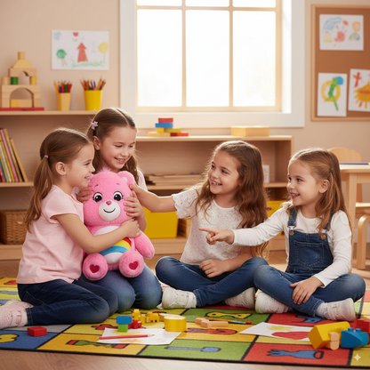 peluche bisounours toucalin avec des petites filles
