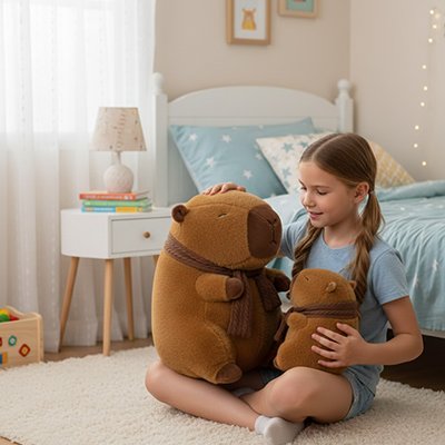 Peluche Capybara chambre