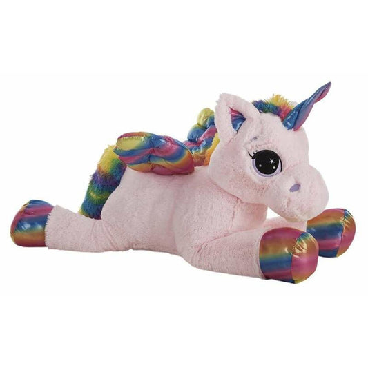 Peluche en licorne couleur arc en ciel et rose de 60cm