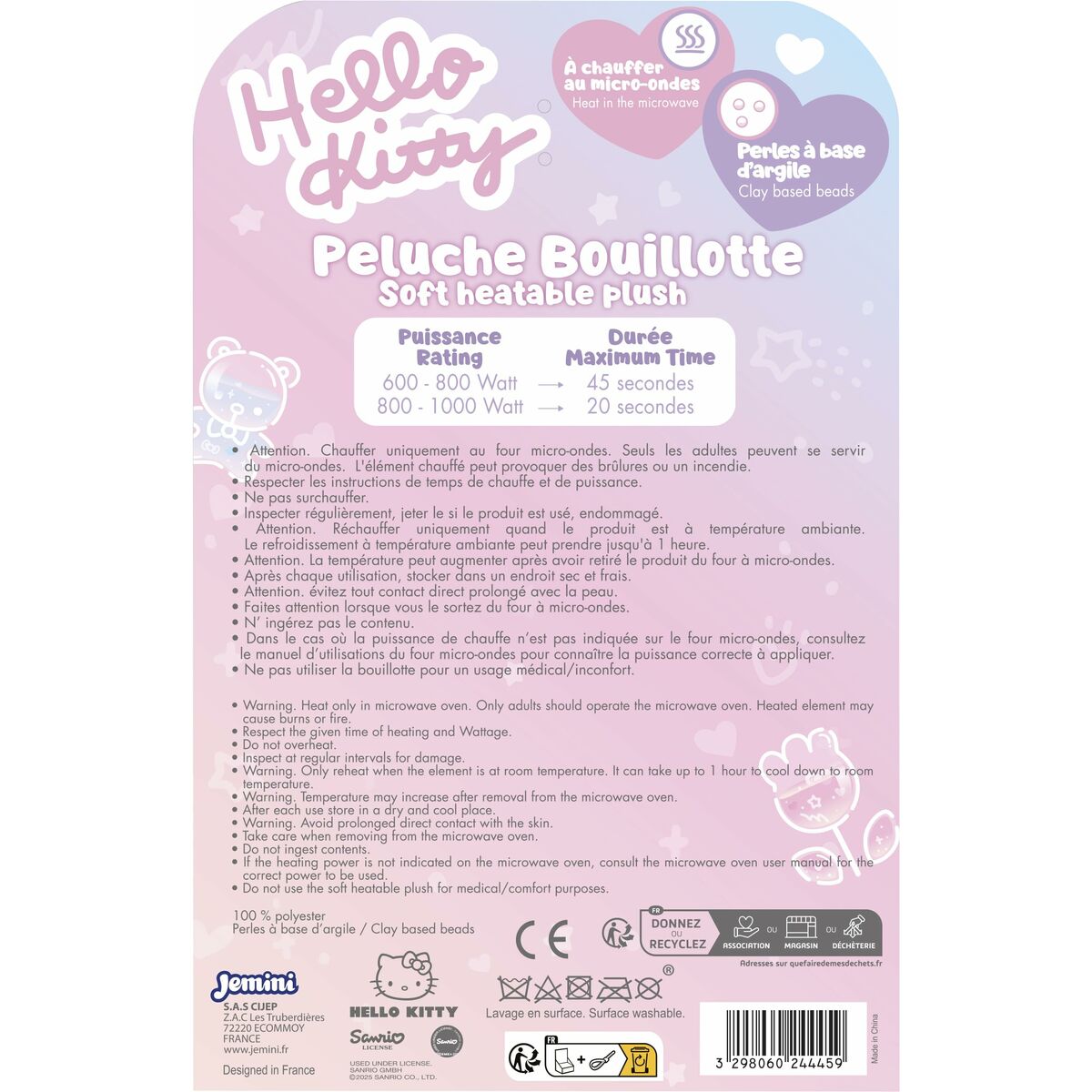 instruction de la peluche hello kitty rose bouillote