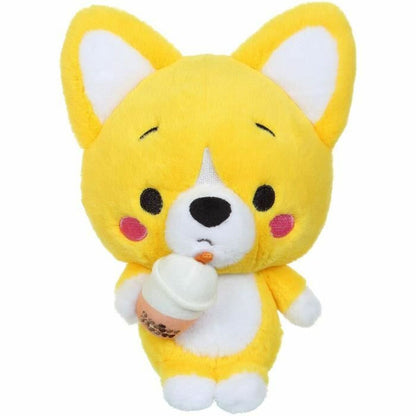 peluche kawaii corgi avec bubble tea