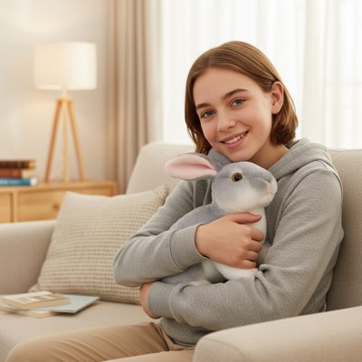 Peluche lapin gris