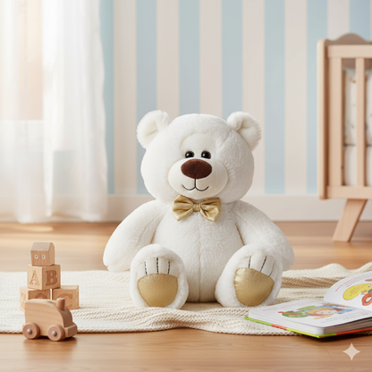 peluche ours blanc dans une chambre d'enfant
