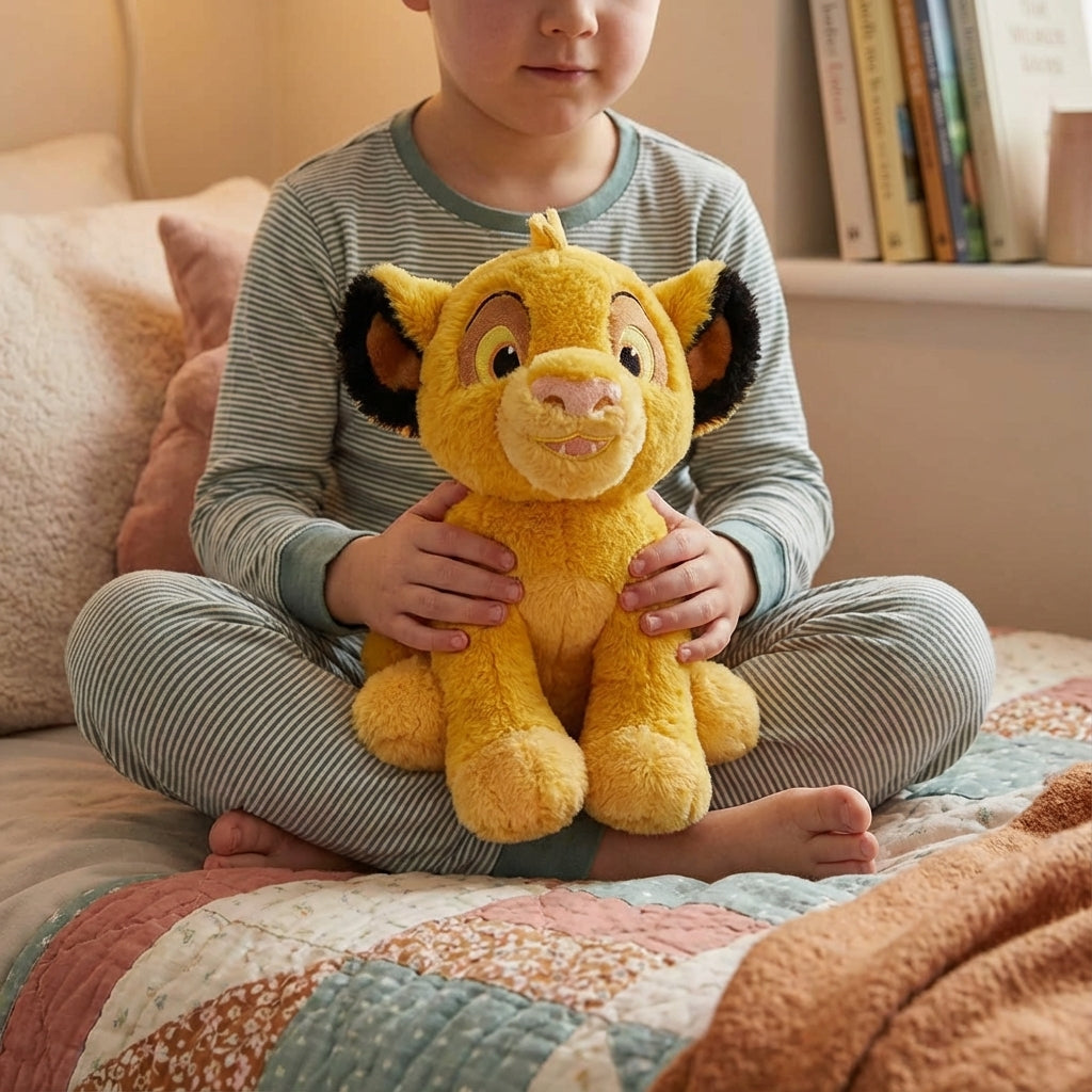 peluche simba de 25cm avec un enfant