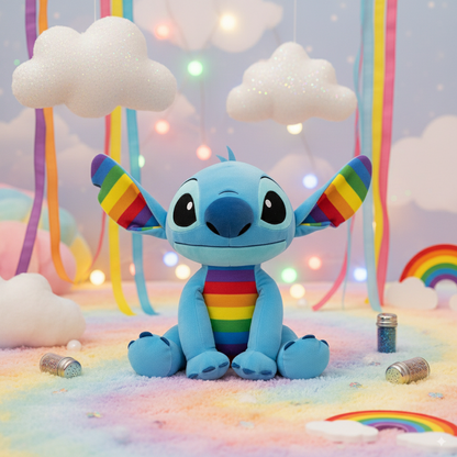 peluche stitch avec des arc en ciel