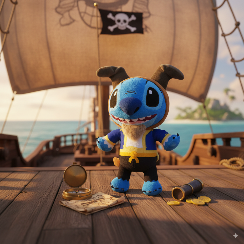 peluche stitch disney déguisé en pirate