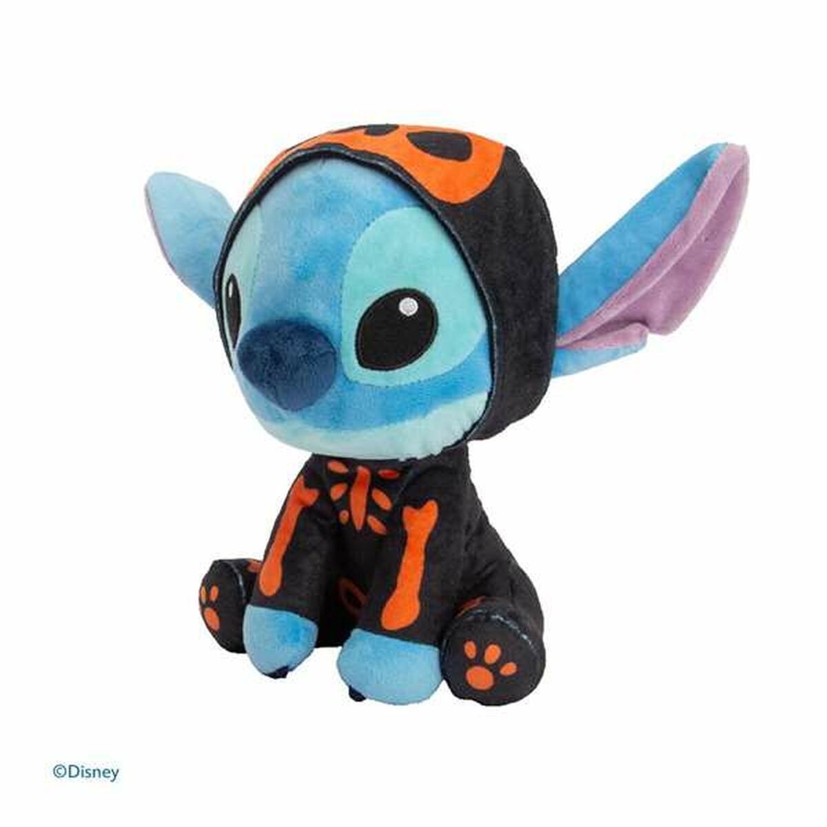 stitch peluche avec un déguisement de squelette 